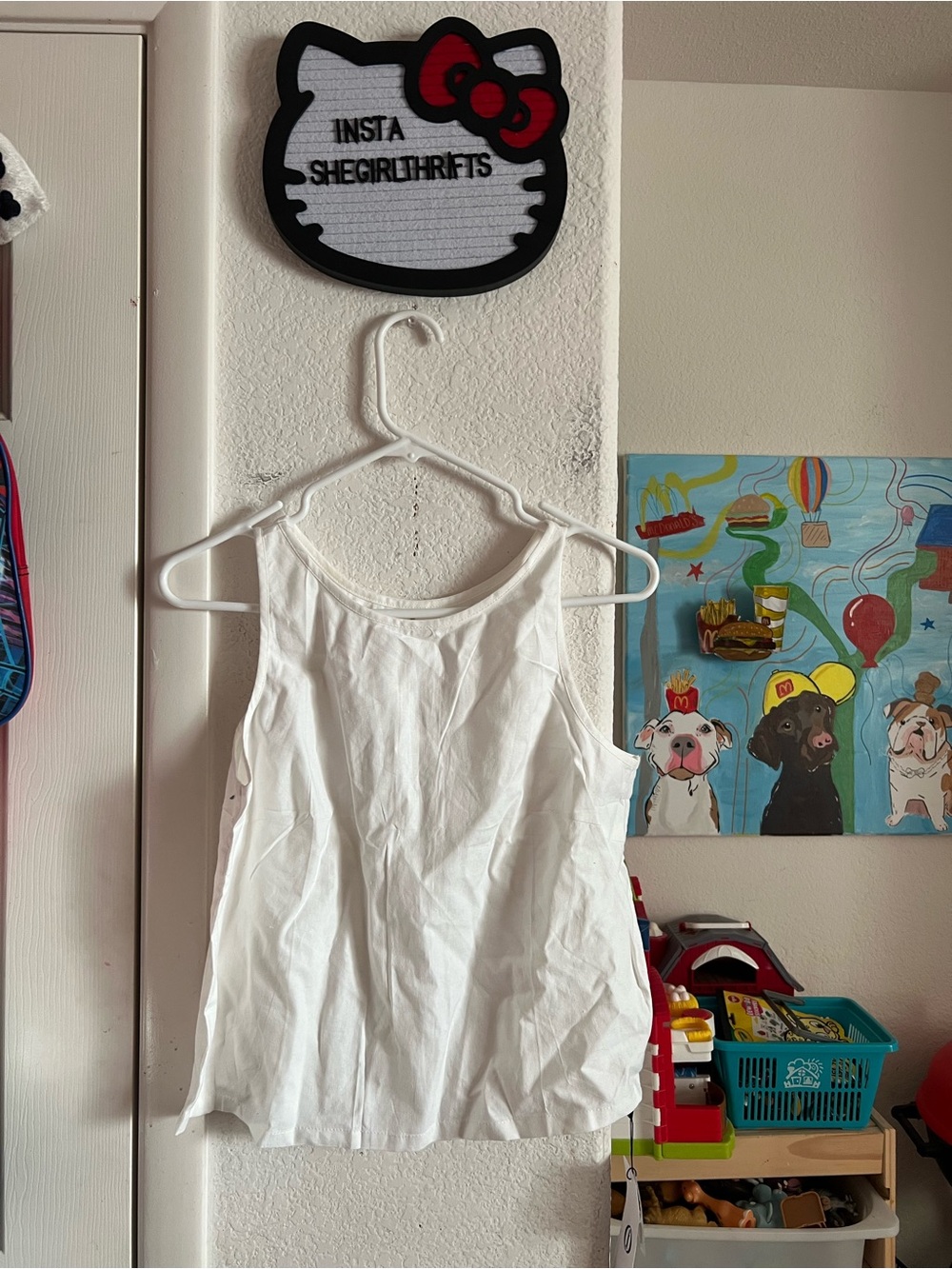white oversized buttoned top